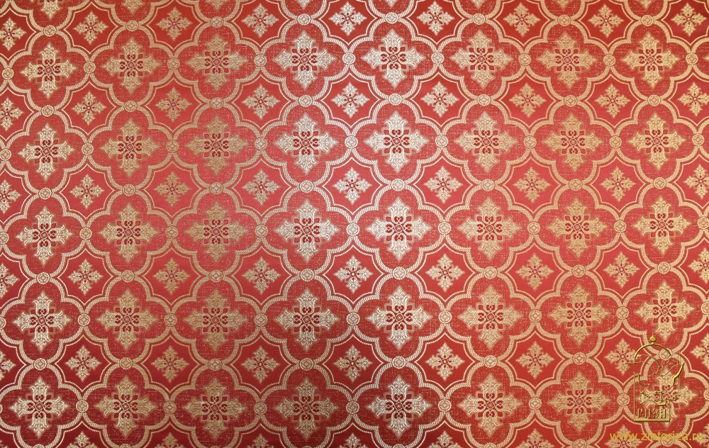 Шелк КЕФАЛОНИЯ, красный с золотом, шир. 150 см, Павловский Посад