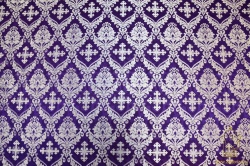 Шелк МУЗА, фиолетовый счерной окантовкой, с серебром, шир. 150 см, Рахманово