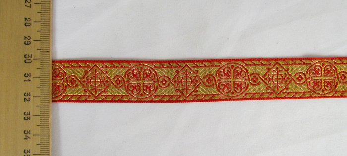 Галун ВИЗАНТИЯ, красный с золотом, шир. 2,1 см, ФР