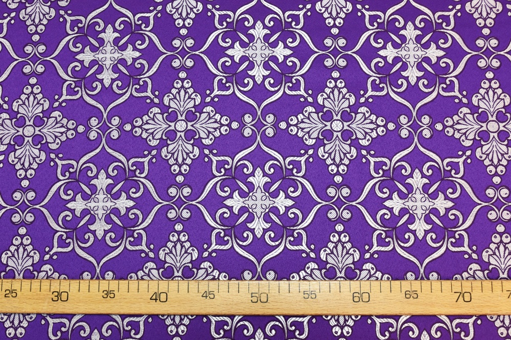 Шелк ИПАТИЙ, фиолетовый с серебром, шир. 150 см, Рахманово