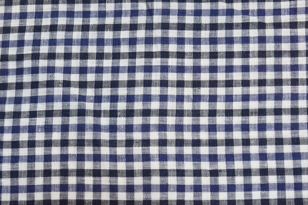 Лен клетка, синий+черный, тонкий, шир. 150 см, Орша
