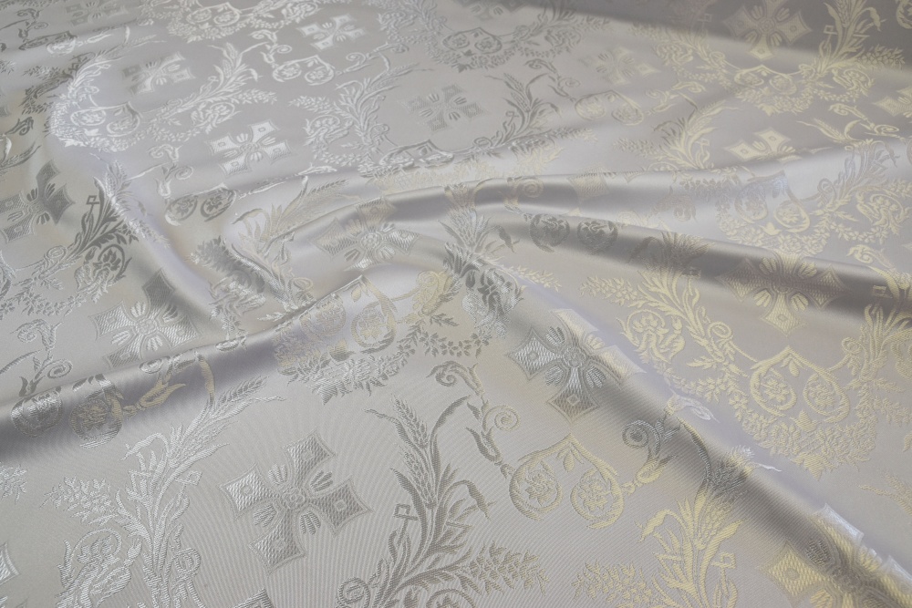 Шелк КОЛОССИЯ, белый с серебром, шир. 160 см