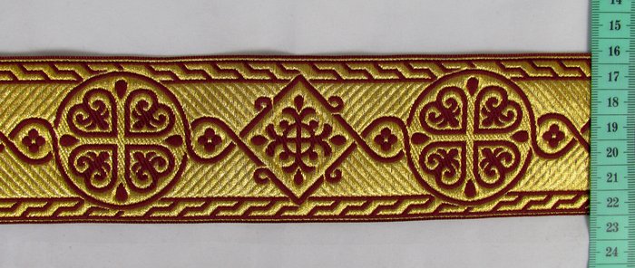 Галун ВИЗАНТИЯ, бордо с золотом, шир. 6 см, ФР