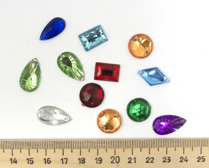 Стразы пришивные, пластик, цвет - микс