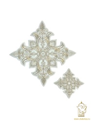 Набор крестов на Престол/Жертвенник ПОЧАЕВ, набор белый с темным серебром, 2 шт (23,5 см + 10,5 см)