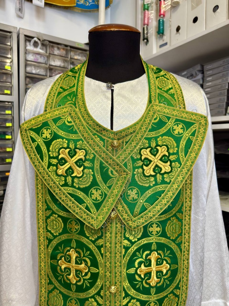 Епитрахиль + поручи, зеленый с золотом, парча