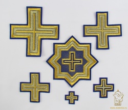 Набор крестов, иерейский, АНДРЕЕВСКИЙ, синий с золотом, 14 шт Набор крестов, иерейский, АНДРЕЕВСКИЙ, синий с золотом, 14 шт