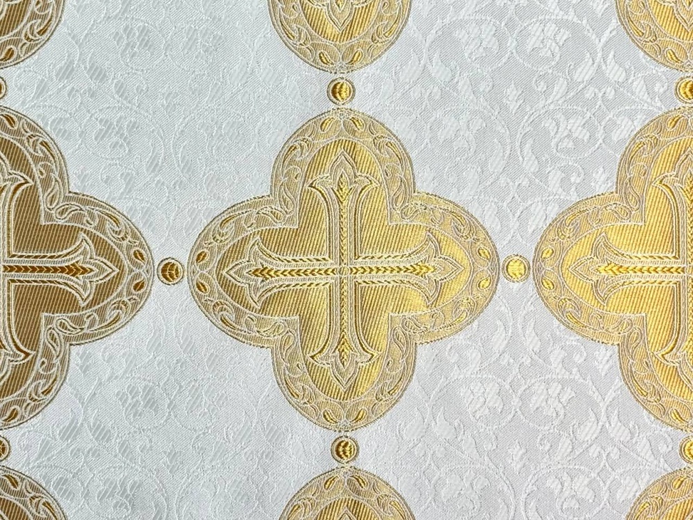 Шелк НИКЕЯ, белая с золотом, шир. 165 см