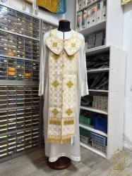 Епитрахиль + поручи, белый с золотом, шелк