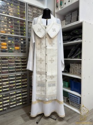 Епитрахиль + поручи, белый с серебром, парча Епитрахиль + поручи, белый с серебром, парча