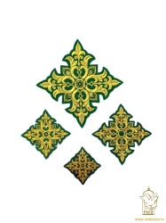 Крест 4 ПОЧАЕВ, зеленый с золотом, 6-7 см