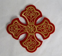 Крест 3 УЗОРНЫЙ красный с золотом,8-9 см