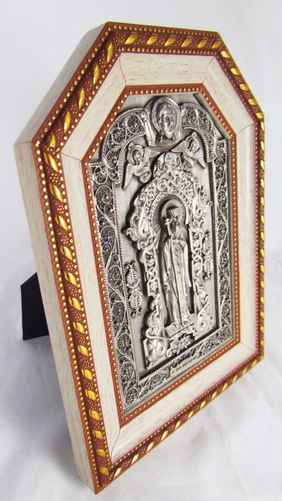 Икона Константин святой равноапостольный (ростовая) серебрение багет без стекла
