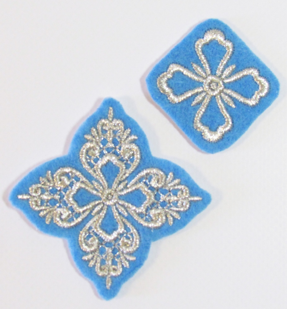 Набор крестов МАРИЯ, требный, голуб. с серебром, 9 шт,