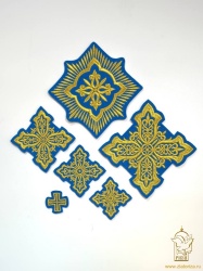 Набор крестов, иерейский, ПОЧАЕВ, голубой с золотом, 14 шт