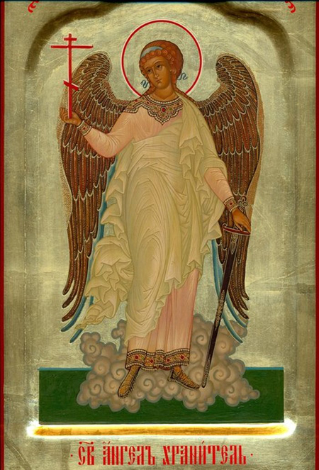 Икона Ангел Хранитель 21,5х35 см ковчег поталь, ручная работа, на деревянной доске РчК004