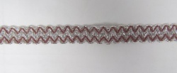 Тесьма декоративная Канительная 6, розовая с серебром Тесьма декоративная Канительная 6, розовая с серебром