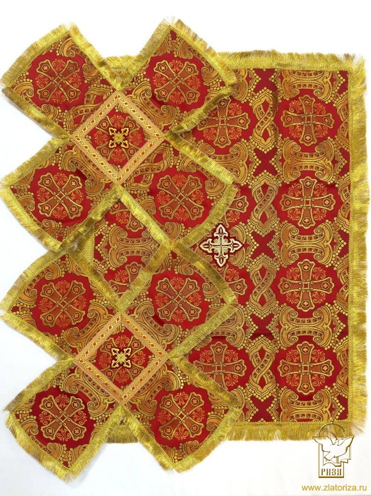 Покровцы парча, красные с золотом