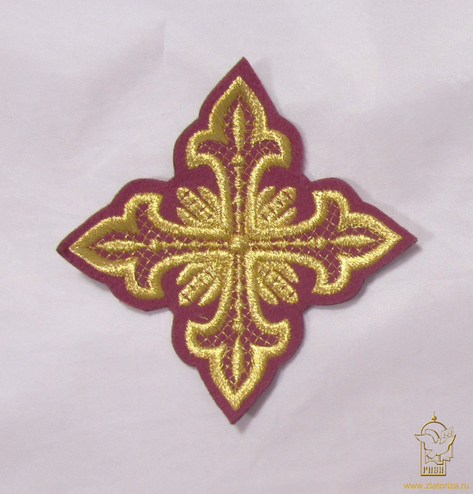 Крест 2 ОСТРЫЙ бордо с золотом,10-12 см