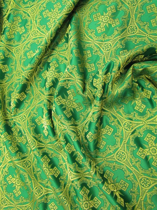 Парча УБРУС, зеленая с золотом, шир. 150 см, Рахманово