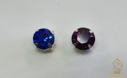 Стразы пришивные, в цапах, стекло, диаметр 1,0 см, толстые, цвет - микс