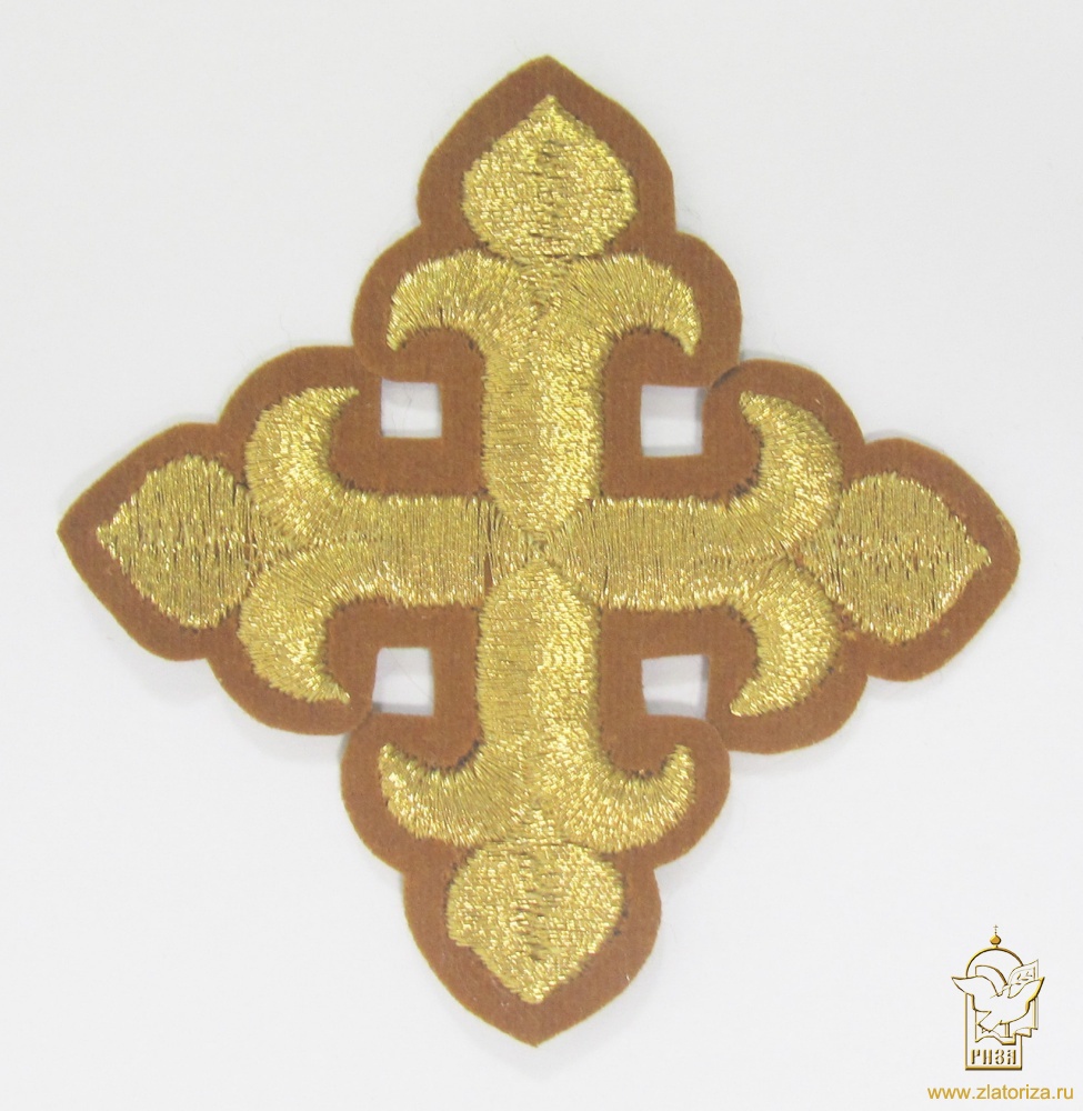 Крест 3 КАПЛЕВИДНЫЙ, грорчица с золотом,8-9 см