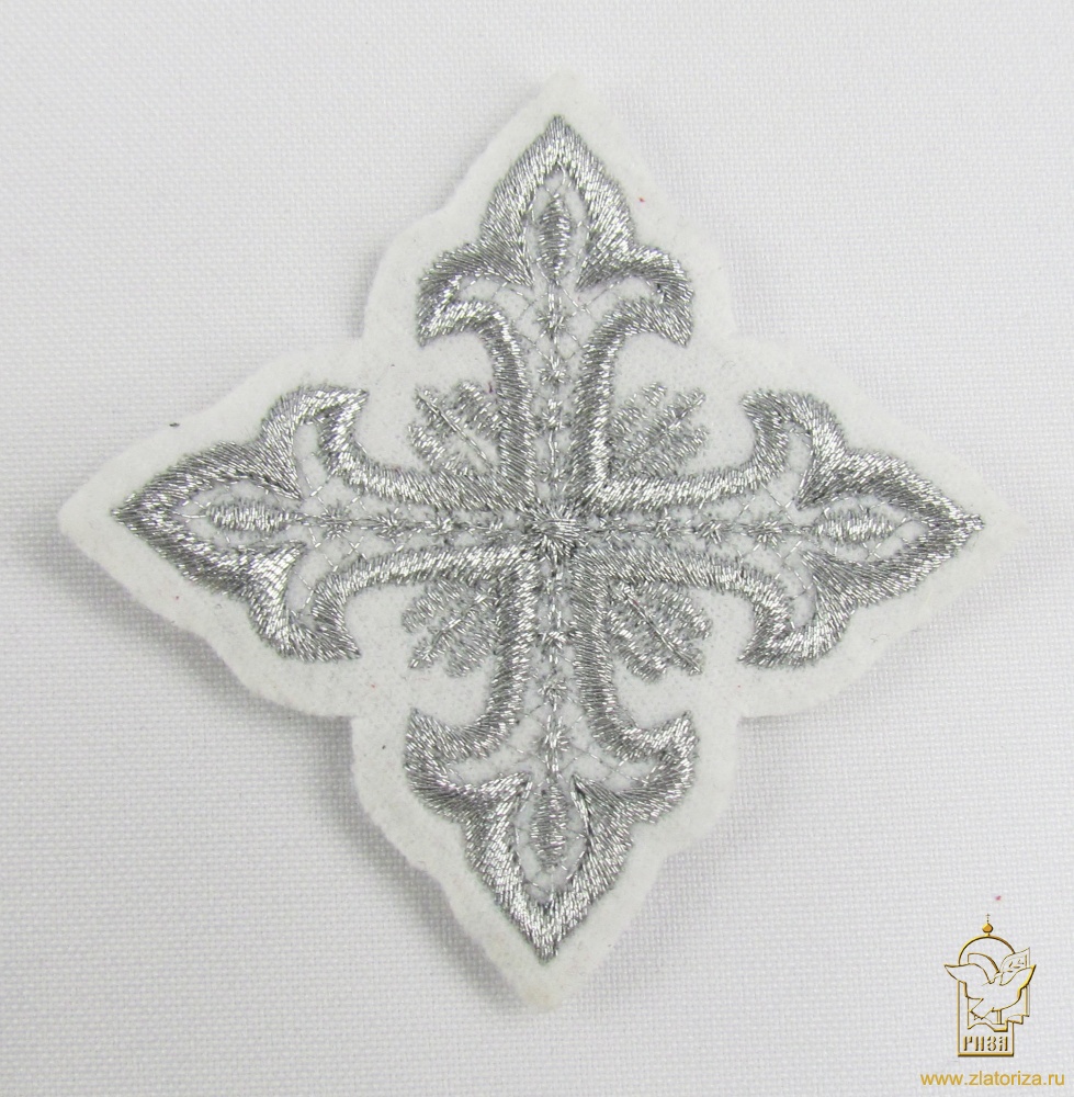 Крест 4 ОСТРЫЙ, белый с темным серебром,6-7 см