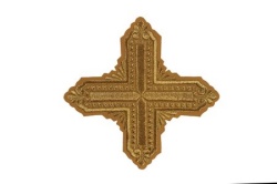 Крест Престол/Жертвенник КВАДРАТ, горчица с золотом, 19 см