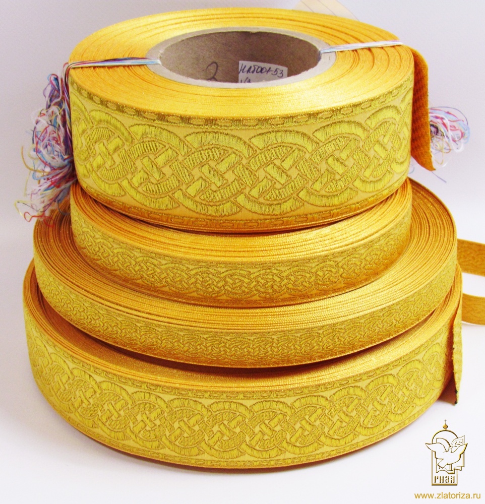 Галун ПЛЕТЕНКА, желтый с золотом, шир. 5 см, РА