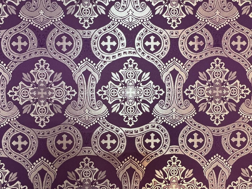 Шелк КОРОНА (ИЕРУСАЛИМ), фиолетовый с серебром, шир. 160 см