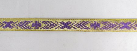 Галун РОМБ, фиолетовый с золотом, шир. 1,5 см, ИНДИЯ