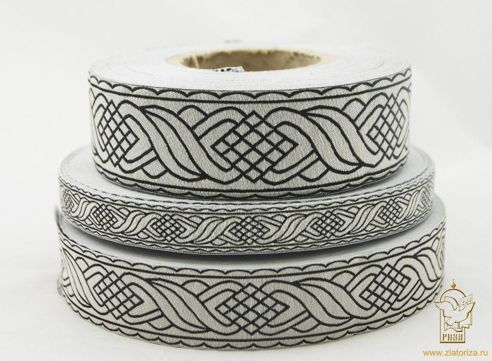 Галун КОСИЧКА, черный с серебром, шир. 1,8 см, РА