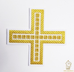 Крест 1 ПРЯМОЙ с кубиками, белый с золотом,14,5 -16 см