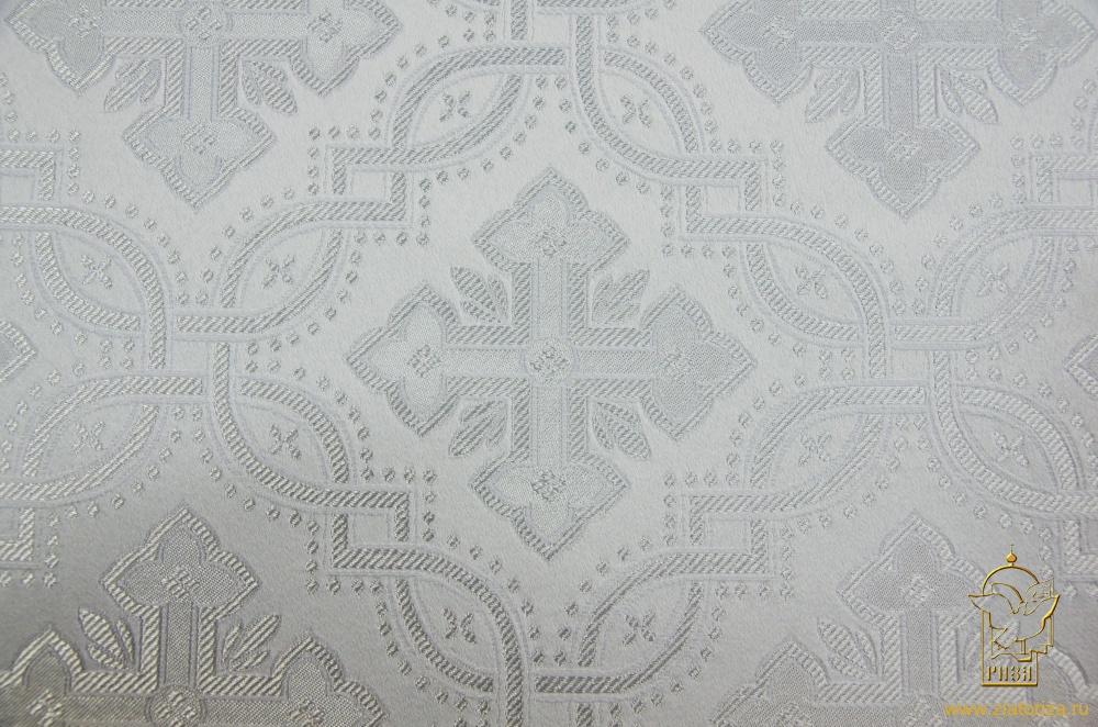 Шелк КОСТРОМА, белый с серебром, шир. 150 см, Рахманово