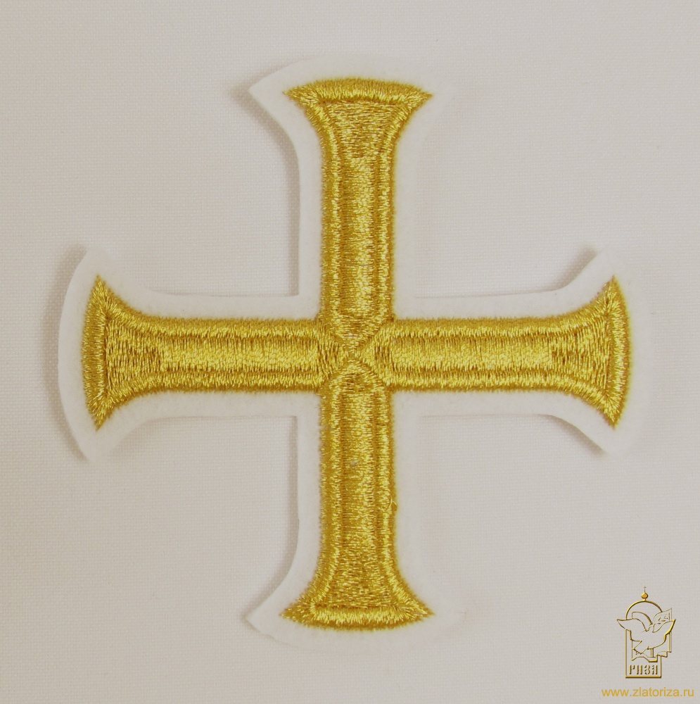 Крест 3 БУЛАТ белый с золотом, 9 см