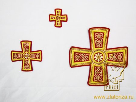 Набор крестов, иерейский, ГЕОРГИЕВСКИЙ красный с золотом, 14 шт, арт. 22050