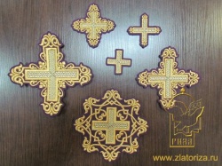 Набор крестов, иерейский, УЗОР фиолетовый с золотом, 14 шт, арт. 22458