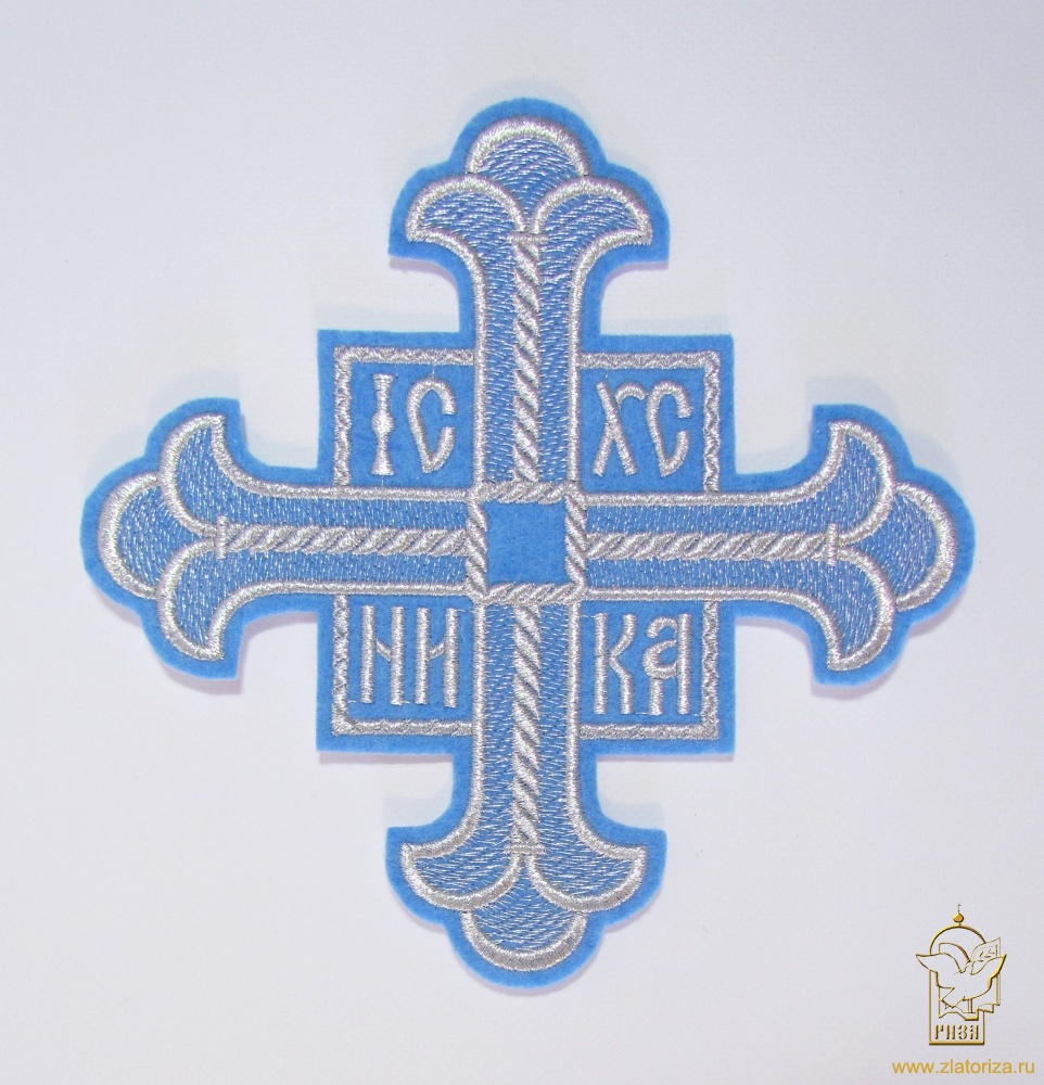 Крест Престол/Жертвенник НИКА, голубой с серебром, 20 см