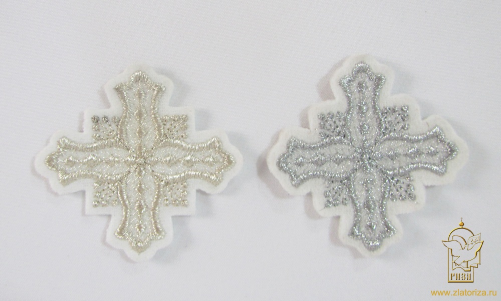 Крест 4 БОЧКА, белый с серебром,6-7 см