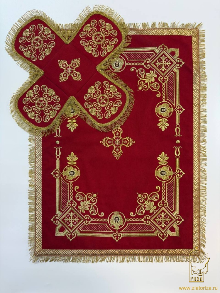 Покровцы бархат красные с золотом, с вышивкой, П