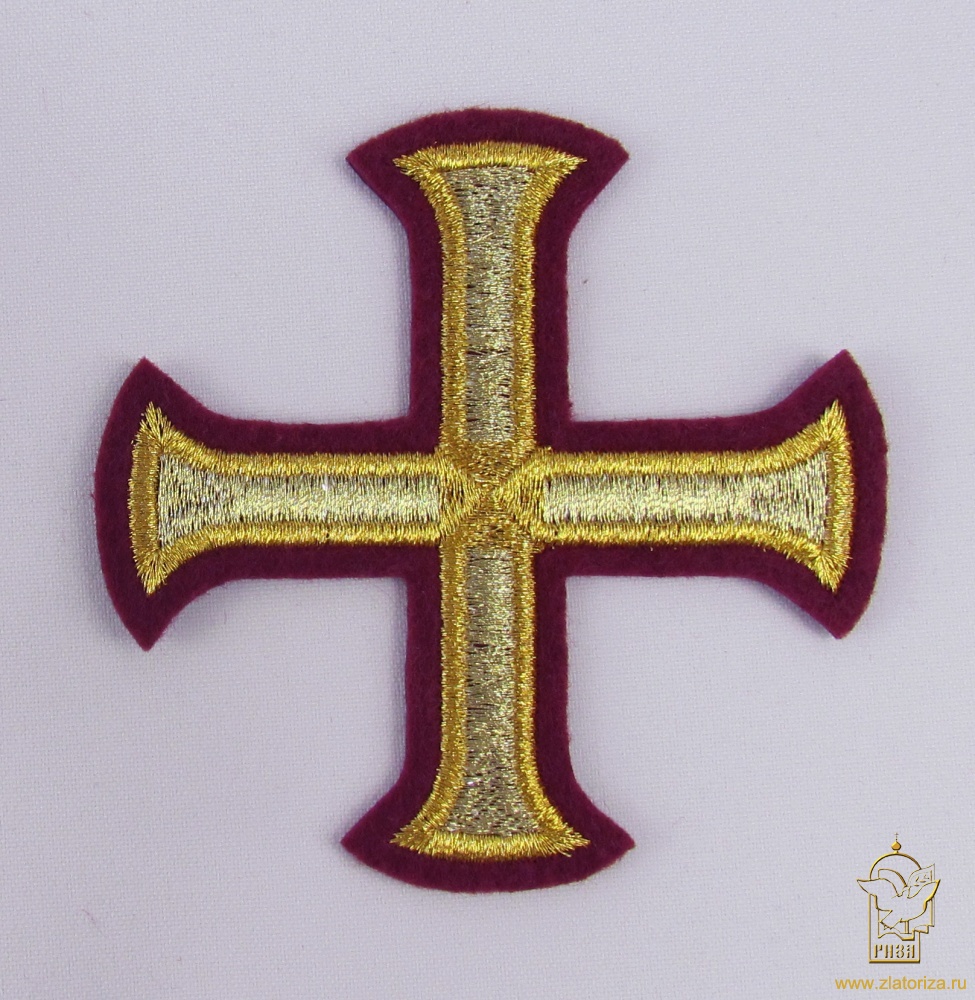 Крест 2 БУЛАТ бордо с золотом, 11 см