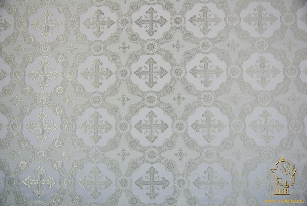 Парча ГУСЛИЦА, белая со светлым серебром, шир. 150 см, Рахманово