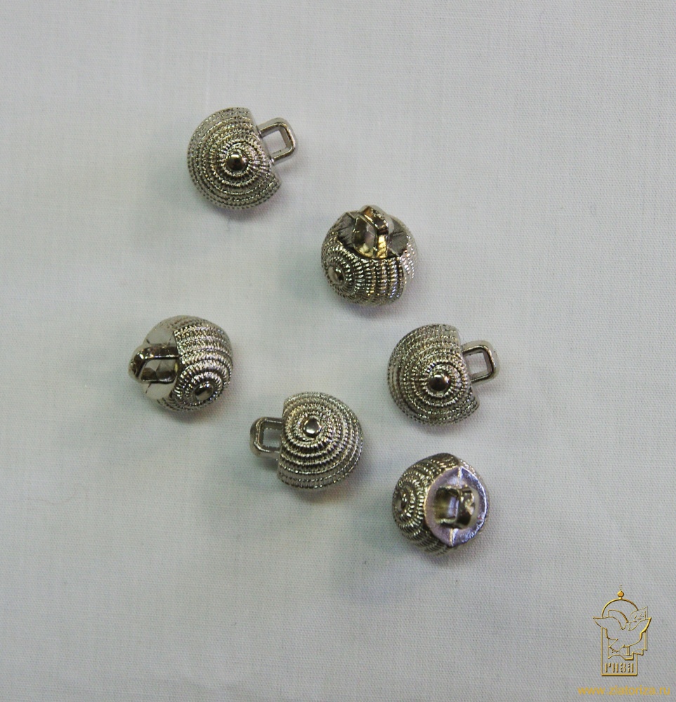 Пуговицы РАКУШКА, серебро