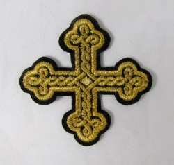 Крест 4 ОКРУГЛАЯ ПЛЕТЕНКА, черный с золотом,6-7 см