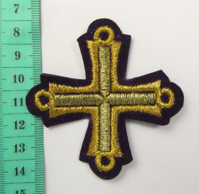 Крест 4 ПЕТЕЛЬНЫЙ, фиолетовый с золотом,6-7 см