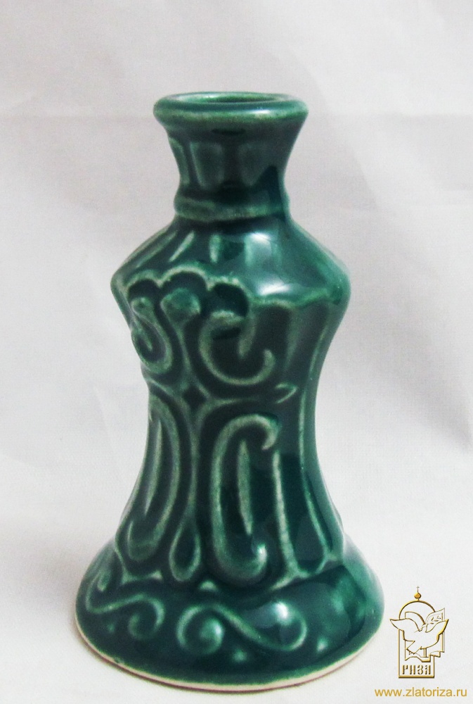 Подсвечник Греческий зеленый керамика 4х7,5 см