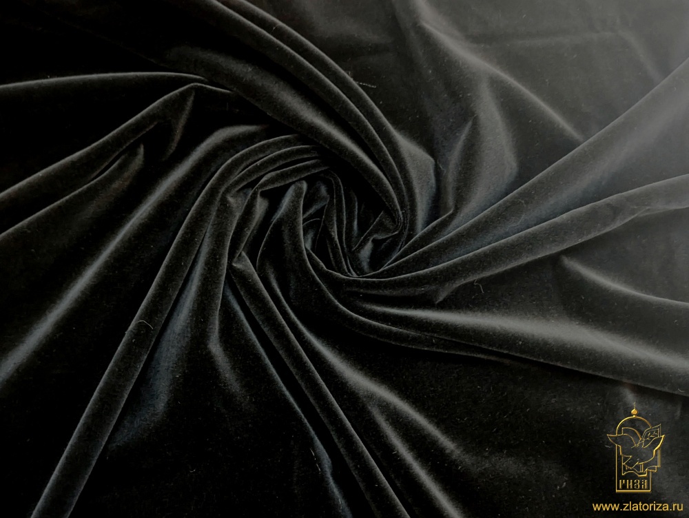 Бархат черный, х/б, шир. 150 см