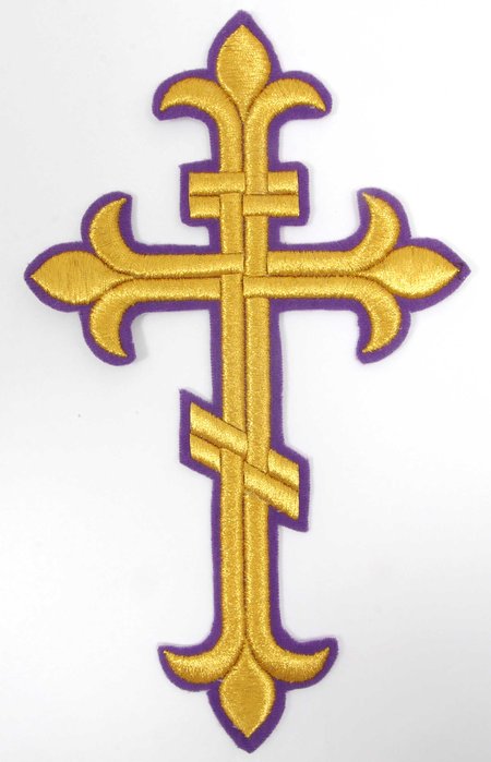 Крест Аналойный восьмиконечный, фиолетовый с золотом, высота 25 см
