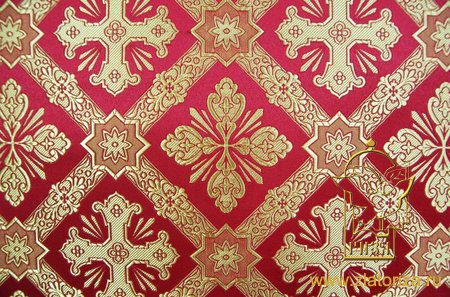 Шелк КАНОН, красный с золотом, шир. 150 см, Рахманово