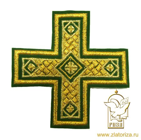 Крест 2 НИКОЛЬСКИЙ, зеленый с золотом, 10-12 см
